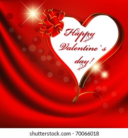 Valentine day ribbon heart over red drapery