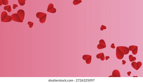 Fondo romántico del día de San Valentín con el tema rosado suave del amor de los corazones flotantes