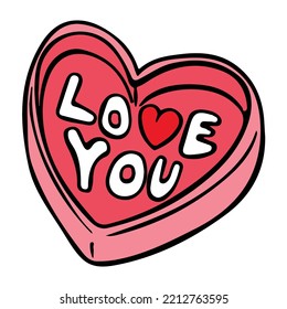 Valentine Day Romantic Cute Colored Drawing