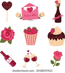 Valentine Day and Romantic Vector Elements for Wedding, anniversay greetings and design invitation