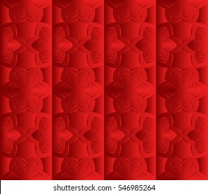 Valentine Day romantic vector geometric background. Floral ornament. Rose color. Bas-relief effect