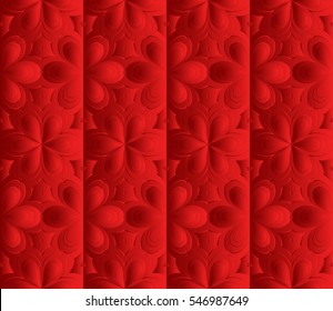 Valentine Day romantic vector geometric background. Floral ornament. Rose color. Bas-relief effect