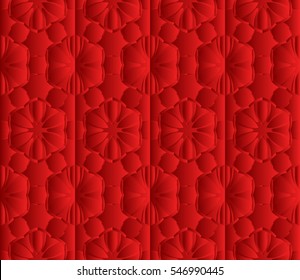Valentine Day romantic vector geometric background. Floral ornament. Rose color. Bas-relief effect