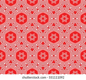 Valentine Day romantic vector geometric background. Floral ornament. rose color.