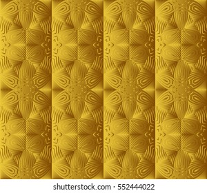 Valentine Day romantic vector geometric background. Floral ornament. yellow color. Bas-relief effect