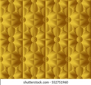 Valentine Day romantic vector geometric background. Floral ornament. yellow color. Bas-relief effect