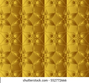 Valentine Day romantic vector geometric background. Floral ornament. yellow color. Bas-relief effect