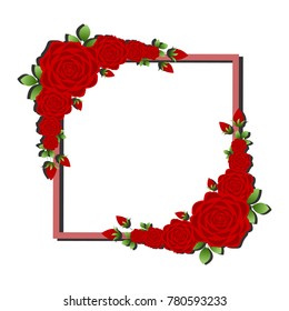 Valentine day ,roses frame isolated ,vector illustration