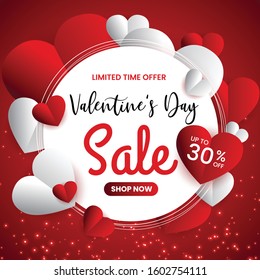 Valentine day sale banner promotion