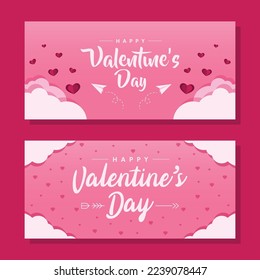 valentine day sale horizontal banner background in flat design