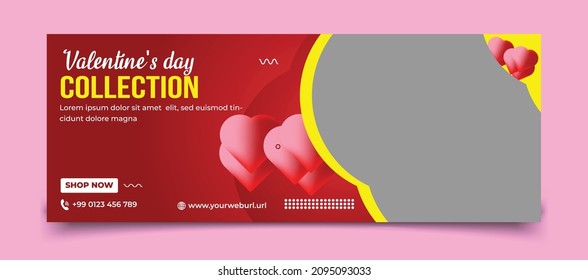 Valentine day Sale Offer Web Banner Template or web cover vector template