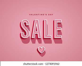 Valentine day sale promotional vector banner or poster with vintage retro typography. Eps10 vector illustration.