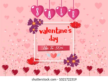 Valentine day sale. Vector Illustration colorful design.Wallpaper, flyers, invitation, banners, poster template on abstract background.