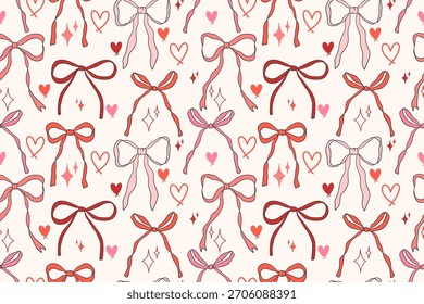 Día de San Valentín sin patrón con diseño de lazo para tela, algodón, Fondo de pantalla, satén todo tipo de impresión textil y fondo	