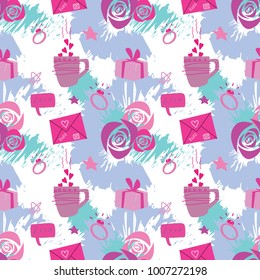 Valentine Day Seamless Pattern Brush Background
