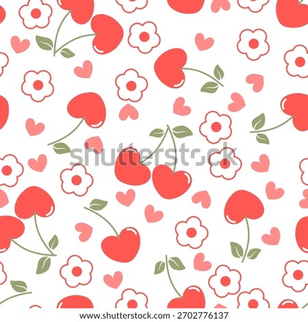 Valentine day valentine seamless pattern with cherry bow and flower design for fabric, cotton, wallpaper, satin all types of print textile and background	
