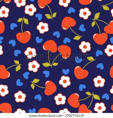 Valentine day valentine seamless pattern with cherry bow and flower design for fabric, cotton, wallpaper, satin all types of print textile and background	