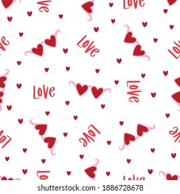 Valentine day seamless pattern with doodle glasses and hearts on a white background in vector. Template for postcards, wallpaper, textile, scrapbooking and wrapping paper.