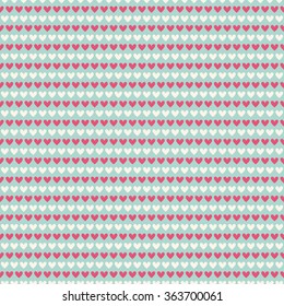 Valentine day seamless pattern. Endless texture with hearts in red and white. Vector illustration in flat design style. For invitations, scrapbooking, cards, posters.