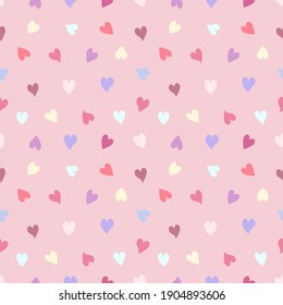 Valentine day of seamless pattern. Festive decoration on pink background with heart for a princess party, wedding, holiday. Vector flat illustration