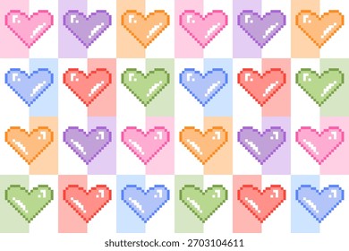 Valentine day valentine seamless pattern with heart pixel art design for fabric, cotton, wallpaper, satin all types of print textile and background