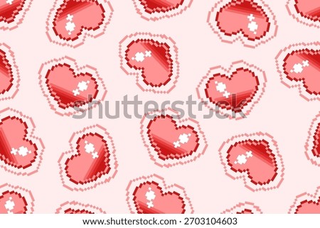 Valentine day valentine seamless pattern with heart pixel art design for fabric, cotton, wallpaper, satin all types of print textile and background
