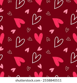 valentine day, valentine seamless pattern with hearts design for fabric, cotton, wallpaper, satin, carpet.