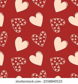 valentine day, valentine seamless pattern with hearts design for fabric, cotton, wallpaper, satin, carpet.