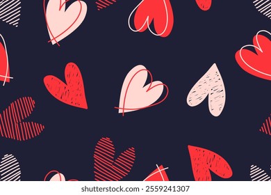 valentine day, valentine seamless pattern with hearts design for fabric, cotton, wallpaper, satin, carpet.