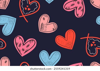 valentine day, valentine seamless pattern with hearts design for fabric, cotton, wallpaper, satin, carpet.