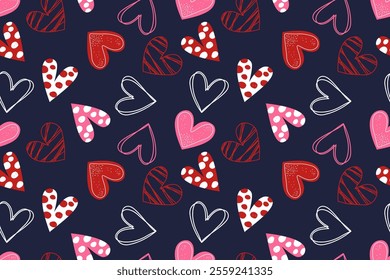 valentine day, valentine seamless pattern with hearts design for fabric, cotton, wallpaper, satin, carpet.