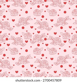 Día de San Valentín sin patrón con corazones y rosas de diseño para la tela, algodón, Fondo de pantalla, satén todo tipo de impresión textil y de fondo