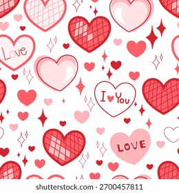 Valentine day valentine seamless pattern with hearts design for fabric, cotton, wallpaper, satin all types of print textile and background	