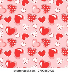 Valentine day valentine seamless pattern with hearts design for fabric, cotton, wallpaper, satin all types of print textile and background	