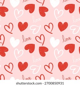 Día de San Valentín sin patrón con corazones de diseño para la tela, algodón, Fondo de pantalla, satén todo tipo de impresión textil y de fondo	