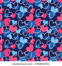 Valentine day valentine seamless pattern with hearts design for fabric, cotton, wallpaper, satin all types of print textile and background	
