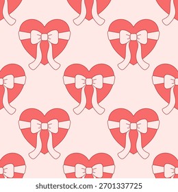 Valentine day valentine seamless pattern with hearts and bows design for fabric, cotton, wallpaper, satin all types of print textile and background	