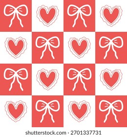 Valentine day valentine seamless pattern with hearts and bows design for fabric, cotton, wallpaper, satin all types of print textile and background	