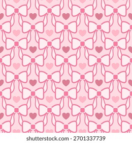 Valentine day valentine seamless pattern with hearts and bows design for fabric, cotton, wallpaper, satin all types of print textile and background	