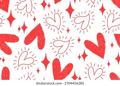 Valentine day valentine seamless pattern with hearts design for fabric, cotton, wallpaper, satin all types of print textile and background	