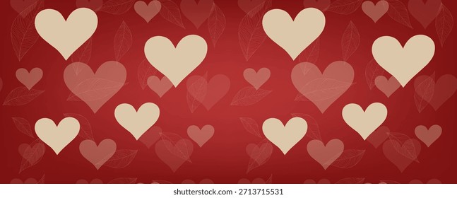 valentine day, valentine seamless pattern with hearts design for fabric, cotton, wallpaper, satin, carpet, leaves