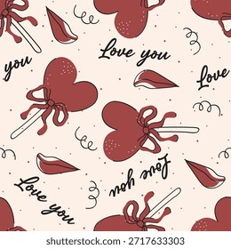 Valentine day, valentine seamless pattern with hearts design for fabric, cotton, wallpaper, satin, carpet. Valentine's day holiday backdrop texture, romantic wedding design.