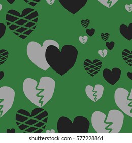 Valentine day seamless pattern, hearts,hand drawn.