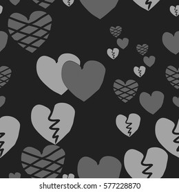 Valentine day seamless pattern, hearts,hand drawn.