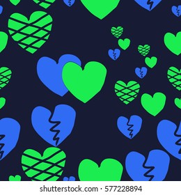 Valentine day seamless pattern, hearts,hand drawn.