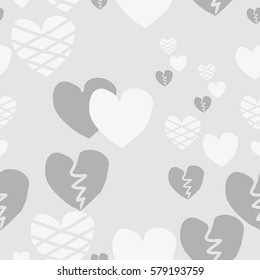 Valentine day seamless pattern, hearts,hand drawn.