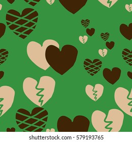 Valentine day seamless pattern, hearts,hand drawn.