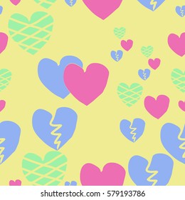 Valentine day seamless pattern, hearts,hand drawn.