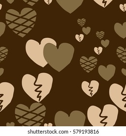 Valentine day seamless pattern, hearts,hand drawn.