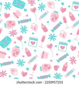 Día de San Valentín sin problemas. Sobre imágenes vectoriales de fondo blanco de corazones, sobre, caramelos
